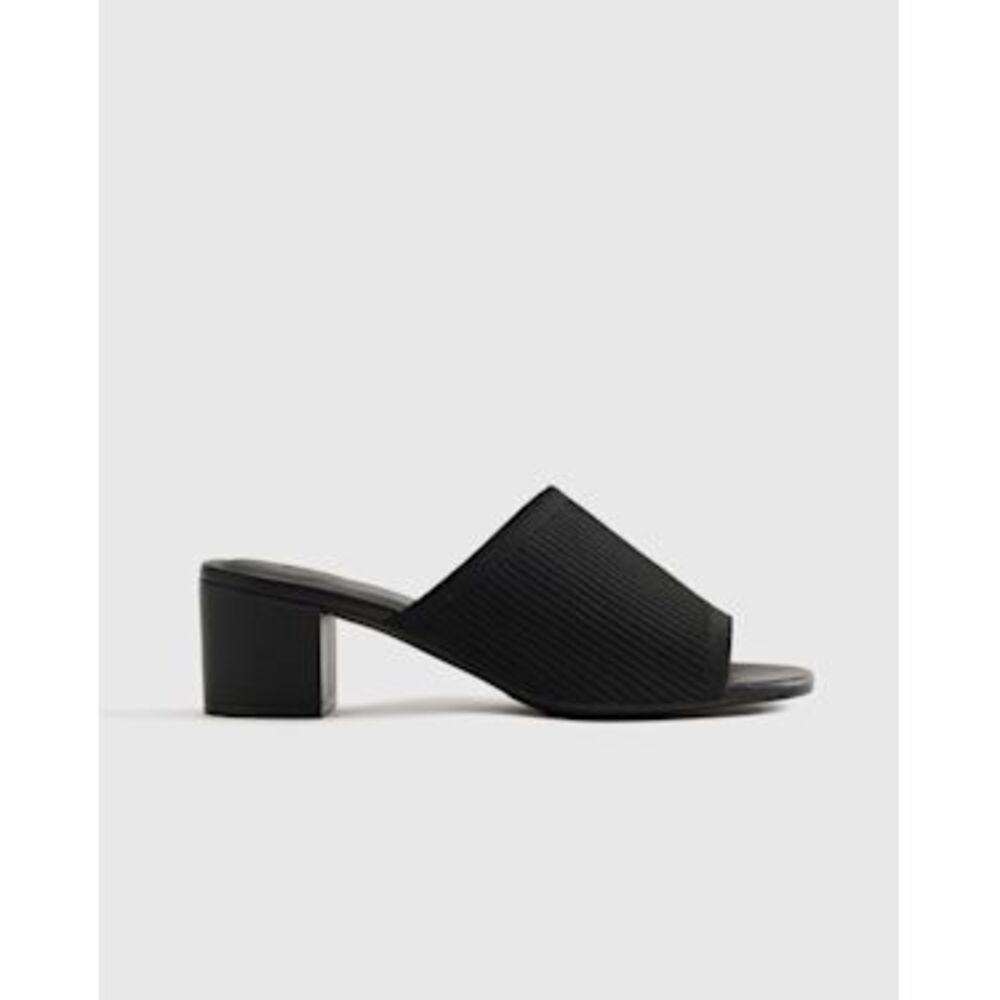 Quince Women Italian Leather & Eco Knit Heeled Mule Black 7